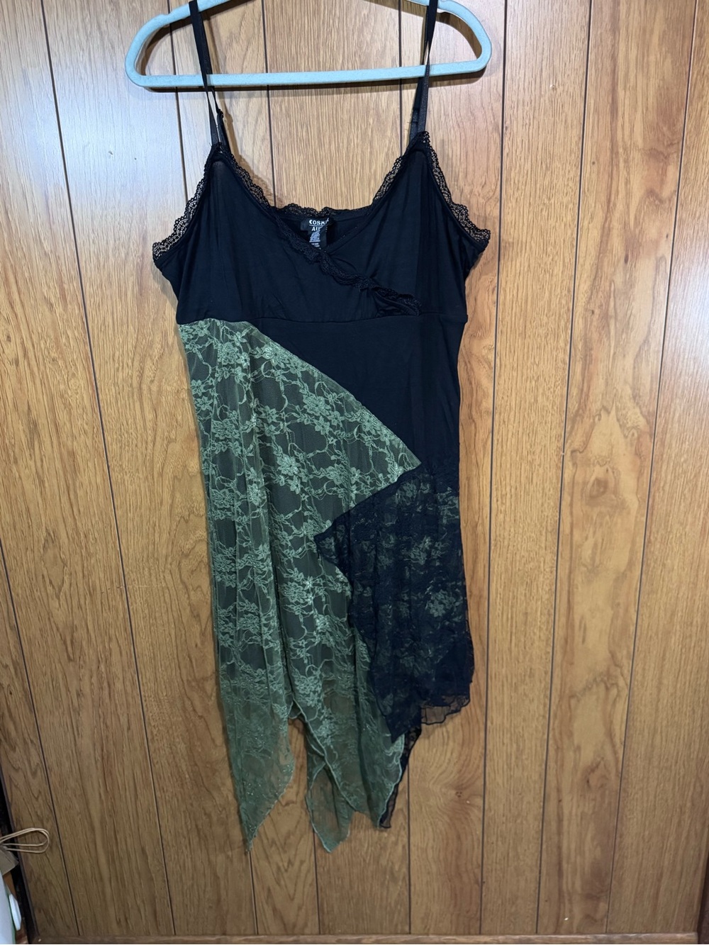 Cosmic Aura Black & Olive Lace Asymmetrical Dress Size 2X